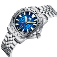 Strieborné pánske hodinky Phoibos Watches s oceľovým pásikom KRAKEN 200M PY059B Automatic 40MM