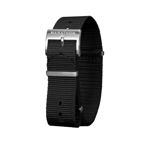 Miesten musta Marathon Watches - kello nylon rannekorulla Official USMC Black Pilot's Navigator with Date 41MM