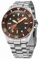 Reloj NTH Watches plateado para hombre con correa de acero Barracuda No Date - Brown Automatic 40MM