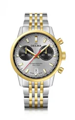 Strieborné pánske hodinky Delma Watches s ocelovým pásikom Continental Silver / Gold 42MM