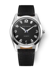 Stříbrné pánské hodinky Nivada Grenchen s koženým páskem Antarctic 35002M17 35MM