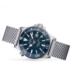 Stříbrné pánské hodinky Davosa s ocelovým páskem Argonautic BG Mesh - Silver/Blue 43MM Automatic