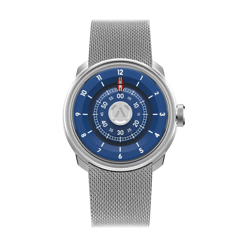 Silberne Herrenuhr Aisiondesign Watches mit Stahlband NGIZED Suspended Dial - Blue Dial 42.5MM