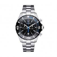 Stříbrné pánské hodinky Davosa s ocelovým páskem Nautic Star Chronograph - Silver/Blue 43,5MM