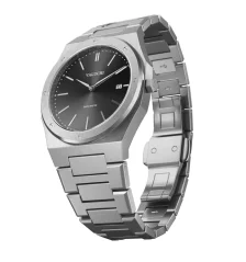 Herrenuhr aus Silber Valuchi Watches mit Stahlband Date Master - Silver Black 40MM