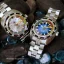 Montre NTH Watches pour homme en argent avec bracelet en acier DevilRay GMT With Date - Silver / Blue Automatic 43MM