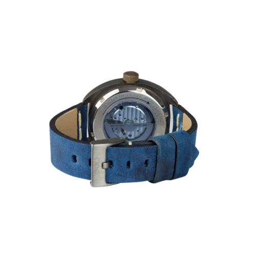 Muški srebrni sat Out Of Order Watches s kožnim remenom Torpedine Blue 42MM Automatic