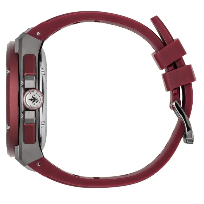 Stříbrné pánské hodinky Ralph Christian s gumovým páskem The Apex Chrono - Crimson Steel 46MM