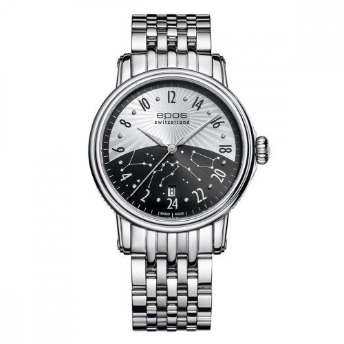 Srebrny męski zegarek Epos ze stalowym paskiem Emotion 24H 3390.302.20.38.30 41MM Automatic