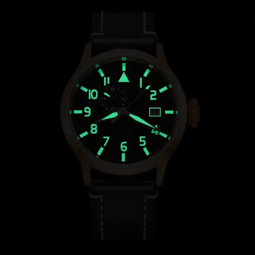 Relógio Aquatico Watches ouro para homens com pulseira de couro Big Pilot Blue Automatic 43MM
