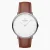 Men's silver Nordgreen watch with leather strap Native White Dial - Brown Leather / Silver 36MM