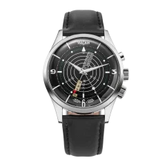 Silberne Herrenuhr Vulcain mit Lederband Nautical Heritage Black White Luminova Steel Triple Caseback - Black Plain 42MM Automatic