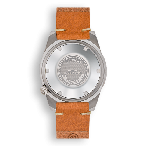 Strieborné pánske hodinky Squale s koženým pásikom 1521 Black Blasted Leather - Silver 42MM Automatic