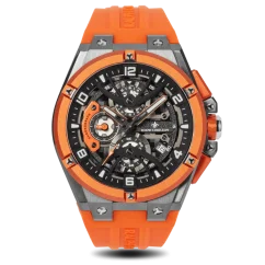 Stříbrné pánské hodinky Ralph Christian s gumovým páskem The Apex Chrono - Sunset Orange 46MM