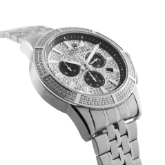 Men's silver Louis XVI watch with steel strap Majesté Iced Out - Silver 43MM