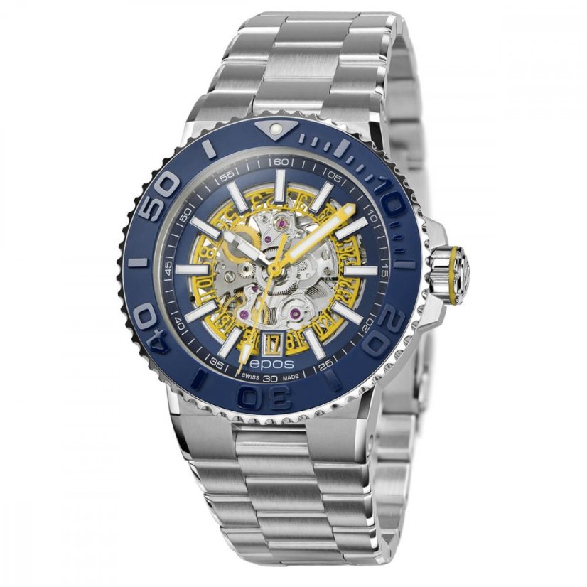 Men's silver Epos watch with steel strap Sportive 3441.135.96.16.30 43MM Automatic