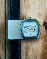 Herrenuhr aus Silber Straton Watches mit Ledergürtel Cuffbuster Sprint White 37,5MM