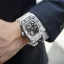Strieborné pánske hodinky Tsar Bomba Watch s gumovým pásikom TB8209D - Silver / White Automatic 43,5MM