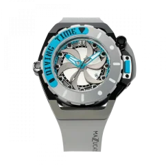 Men's Mazzucato black watch with rubber strap RIM Scuba Black / Silver - 48MM Automatic