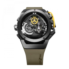 Čierne pánske hodinky Mazzucato s gumovým pásikom Rim Sport Black / Green - 48MM Automatic