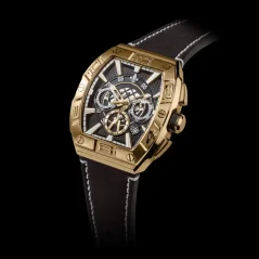 Montre homme Ralph Christian couleur or avec bracelet en cuir The Intrepid Chrono - Gold 42,5MM