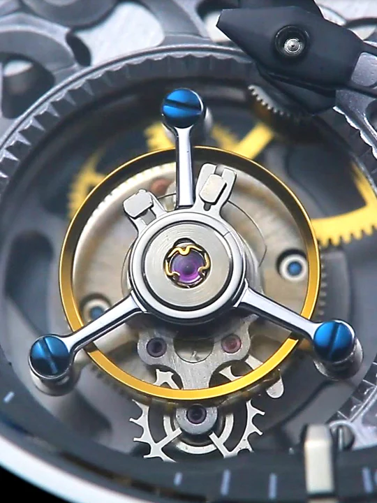 Men's silver Waldhoff watch with leather strap Ultramatic II Black