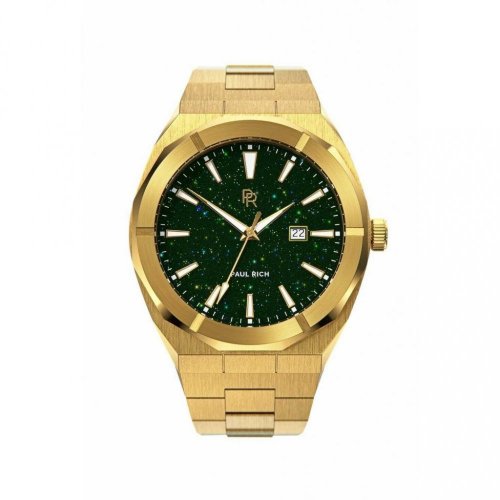 Reloj dorado para hombre Paul Rich con correa de acero Star Dust - Green Gold Automatic 45MM