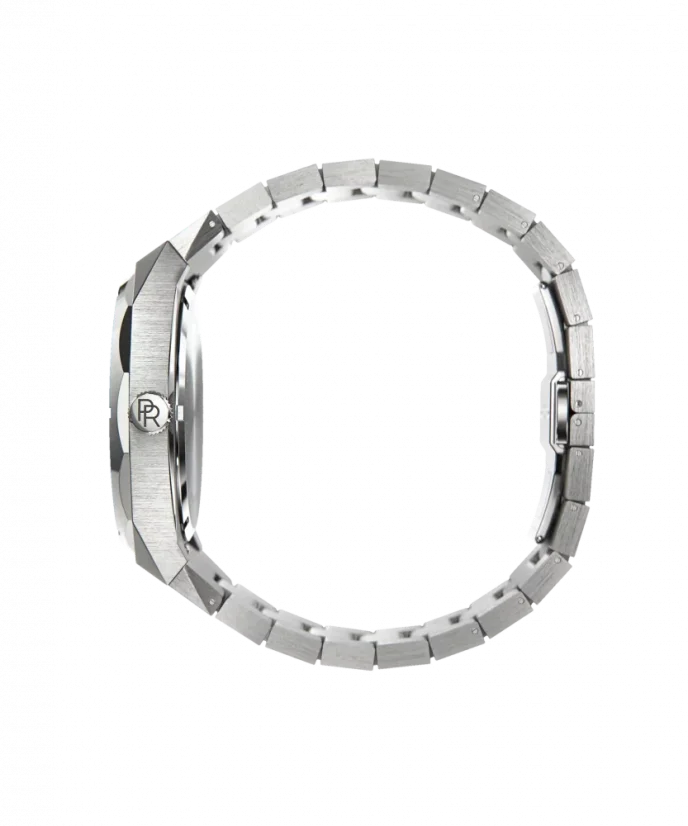 Montre Paul Rich pour homme en argent avec bracelet en acier Frosted Star Dust Azure Dream - Silver 45MM