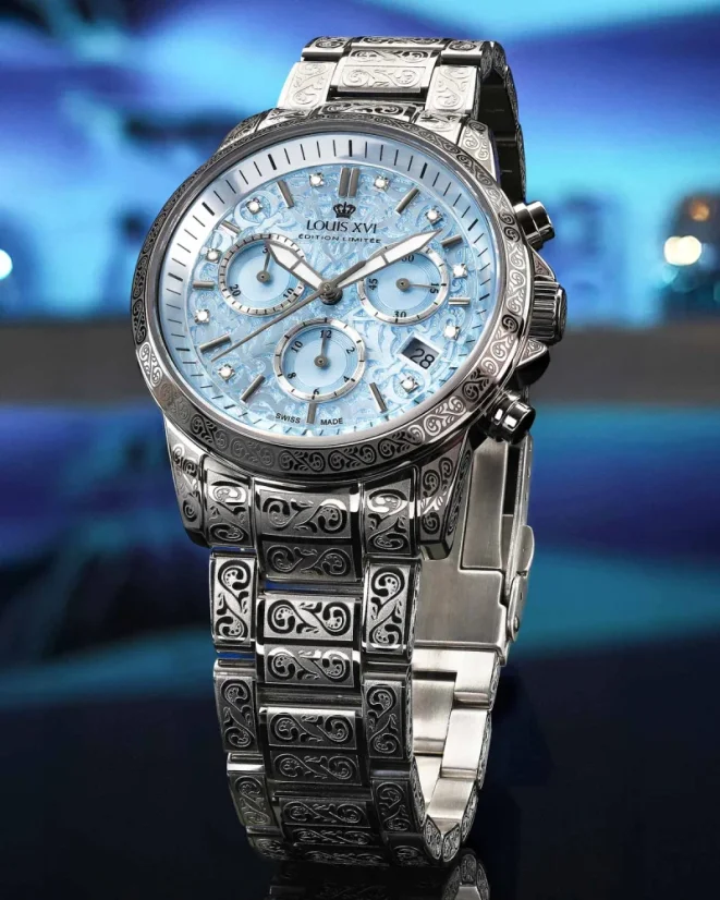 Stříbrné dámské hodinky Louis XVI s ocelovým páskem Palais Royale Woman With Diamond 6023 - Silver 38MM