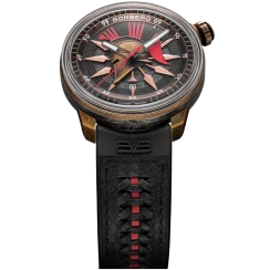 Zlaté pánske hodinky Bomberg Watches s gumovým pásikom AUTOMATIC SPARTAN RED 43MM Automatic