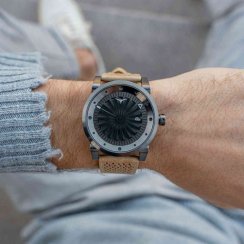 Šedé pánske hodinky Zinvo Watches s opaskom z pravej kože Blade Encore - Grey 44MM