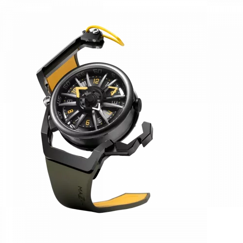 Relógio masculino de prata Mazzucato com bracelete de borracha Rim Sport Black / Green - 48MM Automatic