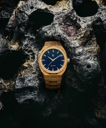 Złoty męski zegarek Paul Rich ze stalowym paskiem Cosmic - Gold 45MM