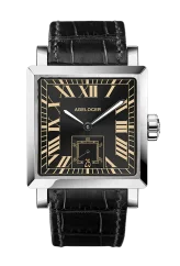 Męski srebrny zegarek Agelocer Watches ze skórzanym paskiem Codex Retro Series Silver / Black 35MM