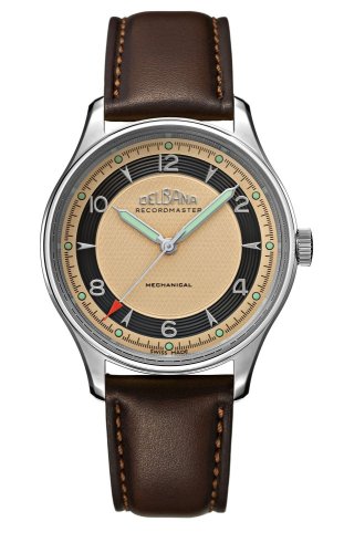 Orologio da uomo Delbana Watches in colore argento con cinturino in pelle Recordmaster Mechanical Silver / Gold 40MM