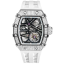 Tsar Bomba Watch hopeinen miesten kello kuminauhalla TB8209D - Silver / White Automatic 43,5MM