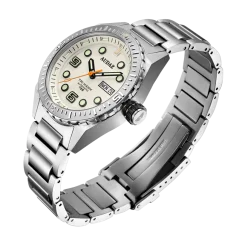 Men's silver Audaz watch with steel strap Tri Hawk ADZ-4010-04 - Automatic 43MM