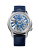 Relógio Cimier pulseira de prata com pulseira de couro para homens Royal Skeleton Blue 43MM Automatic