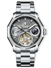 Stříbrné pánské hodinky Waldhoff s ocelovým páskem Continental Obsidian 41MM Automatic