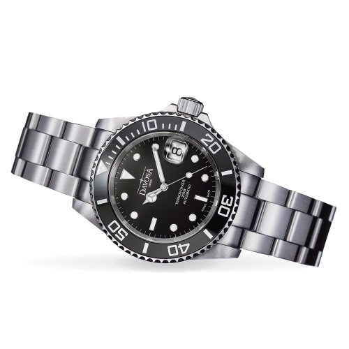 Ασημένιο ρολόι Davosa για άντρες με ιμάντα από χάλυβα Ternos Ceramic - Silver/Black 40MM Automatic