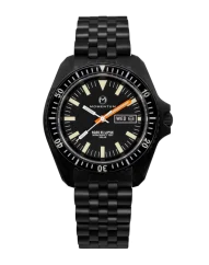 Relógio Momentum Watches homem preto com cintura de aço SQ30 Eclipse Solar Black-Ion - TROPIC FKM STEEL 42MM