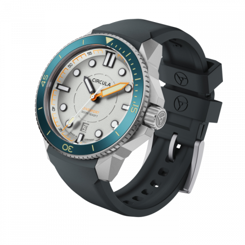 Orologio da uomo Circula Watches in colore argento con cinturino in caucciù DiveSport Titan - Grey / Petrol Aluminium 42MM Automatic