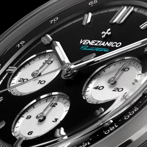 Męski srebrny zegarek Venezianico ze skórzanym paskiem Bucintoro 8221511 42MM Automatic