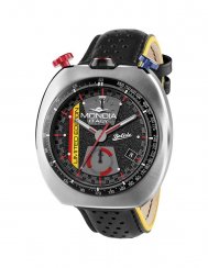 Stříbrné pánské hodinky Mondia s koženým páskem The Bolide - Black 43MM Limited Edition