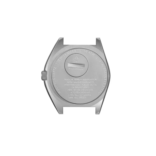 Silberne Herrenuhr Marathon Watches mit Nylongürtel Steel Navigator w/ Date (SSNAV-D) on Nylon DEFSTAN 41MM