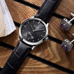 Stříbrné pánské hodinky Epos s koženým páskem Originale 3408.208.20.14.15 39MM Automatic