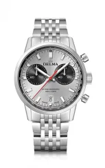 Męski srebrny zegarek Delma Watches ze stalowym paskiem Continental Silver 42MM