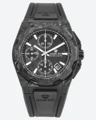 Černé pánské hodinky Louis XVI s gumovým páskem La Vauguyon 1200 - Black 41MM Automatic