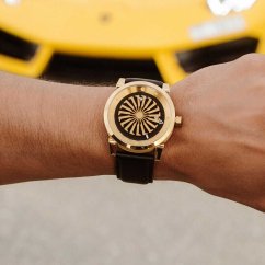 Men's gold Zinvo Watches watch with genuine leather belt Blade 12K - Black 44MM