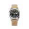Montre Praesidus pour hommes de couleur argent avec un bracelet en cuir Rec Spec - White Sunray Sand Leather 38MM Automatic